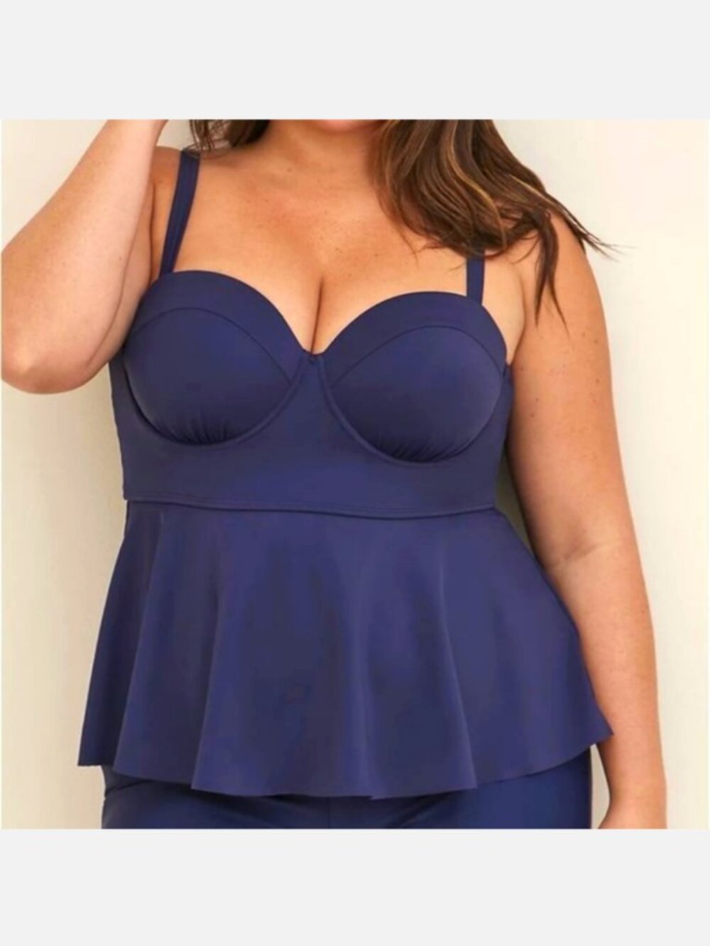⭐ NEW NWT Torrid Navy Peplum swim tankini size 3 D / DD